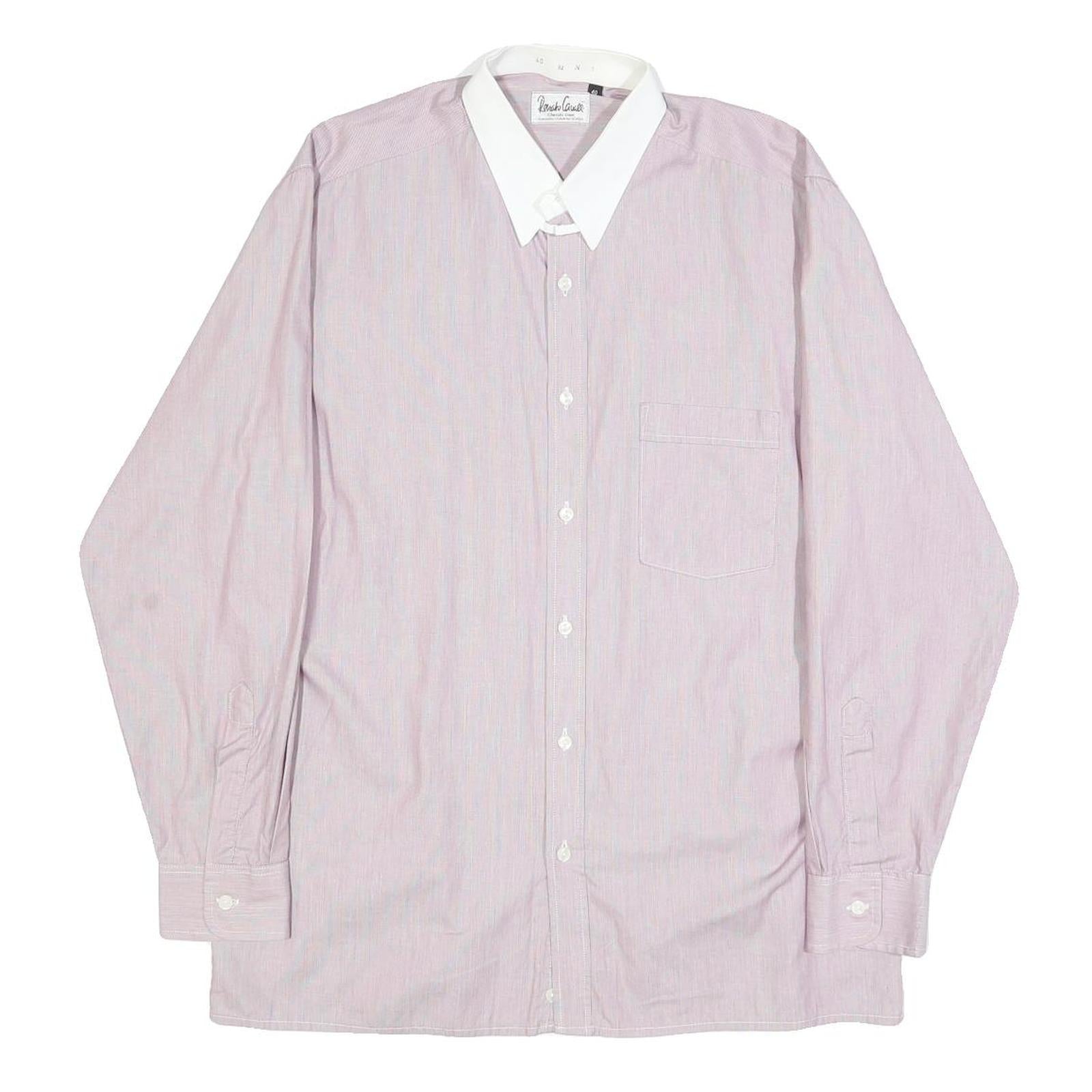 RENATO CAVALLI Mens Pink & White Relaxed Fit Plain Cotton Blend Shirt M Button