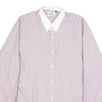 RENATO CAVALLI Mens Pink & White Relaxed Fit Plain Cotton Blend Shirt M Button