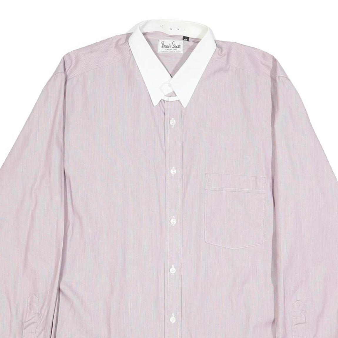 RENATO CAVALLI Mens Pink & White Relaxed Fit Plain Cotton Blend Shirt M Button