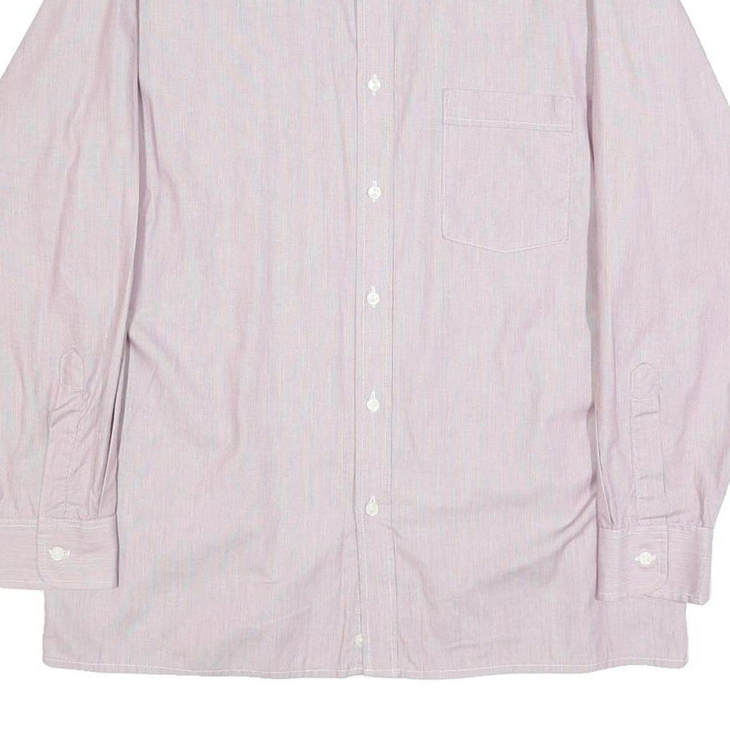 RENATO CAVALLI Mens Pink & White Relaxed Fit Plain Cotton Blend Shirt M Button