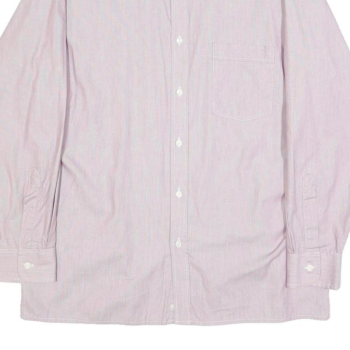 RENATO CAVALLI Mens Pink & White Relaxed Fit Plain Cotton Blend Shirt M Button