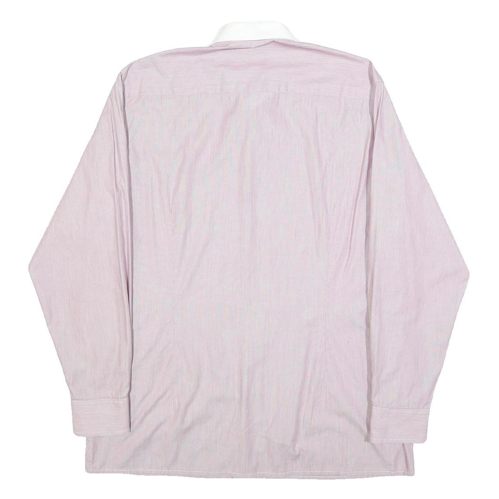 RENATO CAVALLI Mens Pink & White Relaxed Fit Plain Cotton Blend Shirt M Button