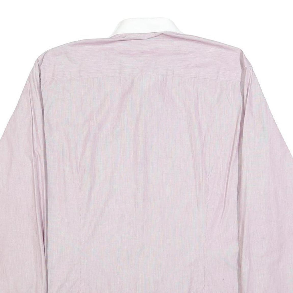 RENATO CAVALLI Mens Pink & White Relaxed Fit Plain Cotton Blend Shirt M Button