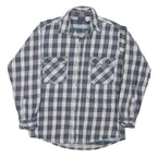 DAKOTA Mens Blue White Brown Check Shirt L Cotton Blend Casual Classic