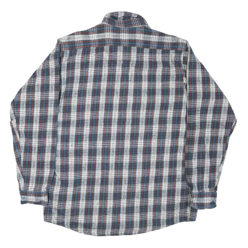 DAKOTA Mens Blue White Brown Check Shirt L Cotton Blend Casual Classic