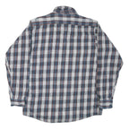 DAKOTA Mens Blue White Brown Check Shirt L Cotton Blend Casual Classic
