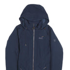JACK WOLFSKIN Womens Blue Outdoor Jacket S Polyester Hooded Zip Plain Casual