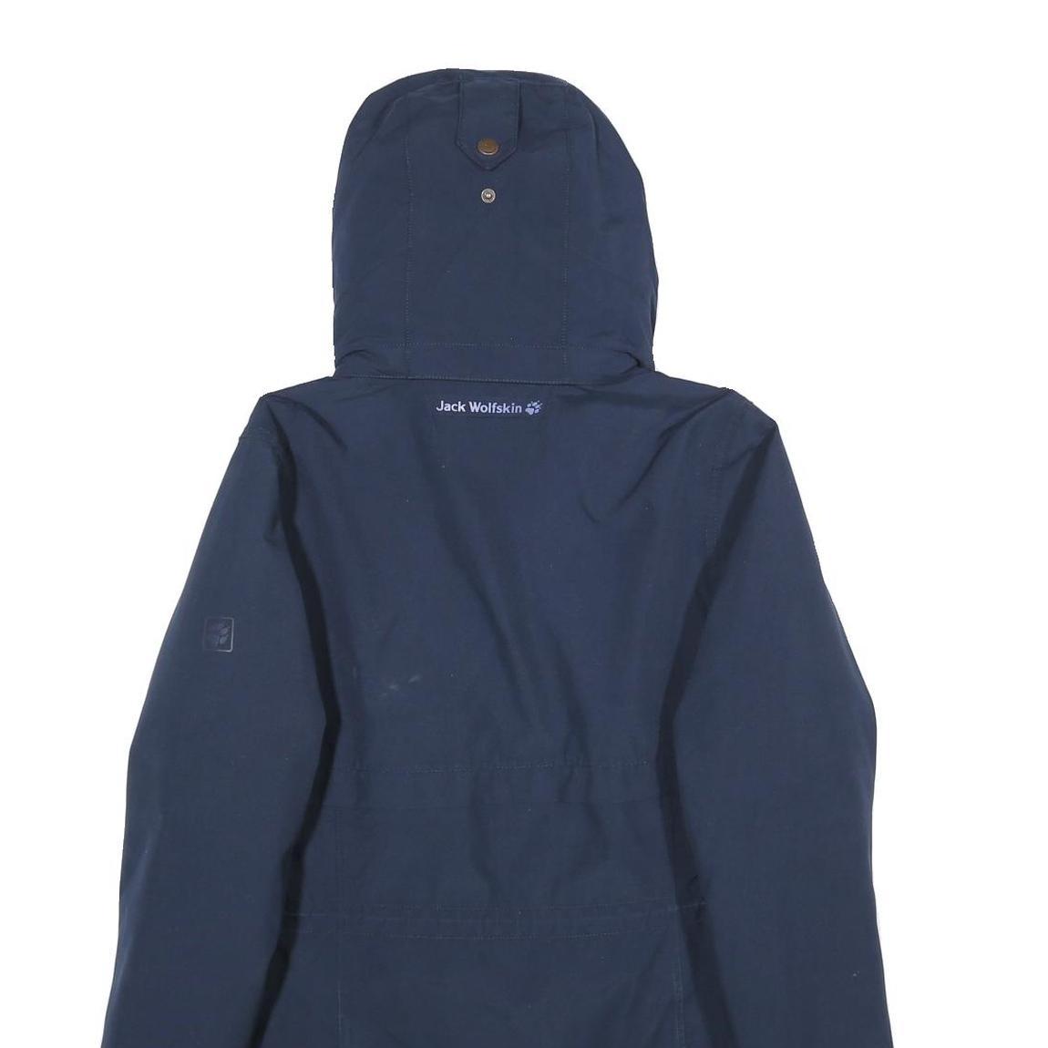 JACK WOLFSKIN Womens Blue Outdoor Jacket S Polyester Hooded Zip Plain Casual