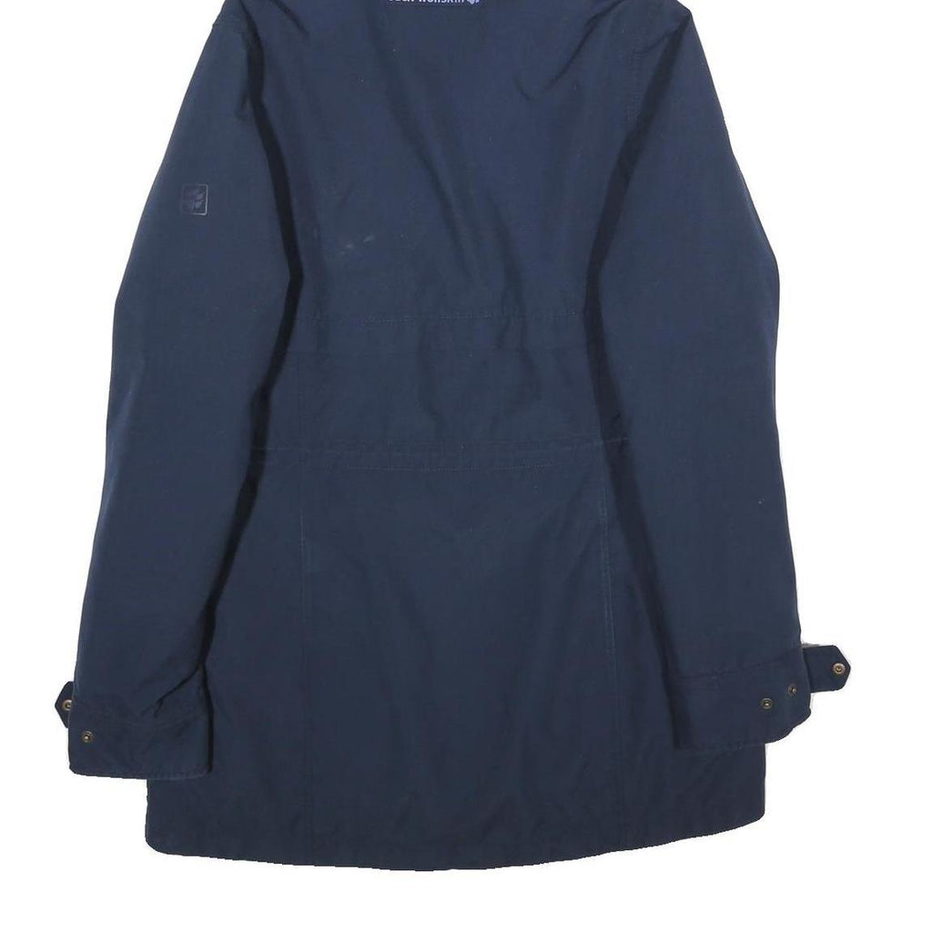 JACK WOLFSKIN Womens Blue Outdoor Jacket S Polyester Hooded Zip Plain Casual