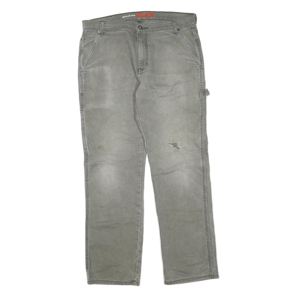 DICKIES Mens Regular Fit Grey Denim Jeans W36 L32 Workwear Cotton Blend Zip