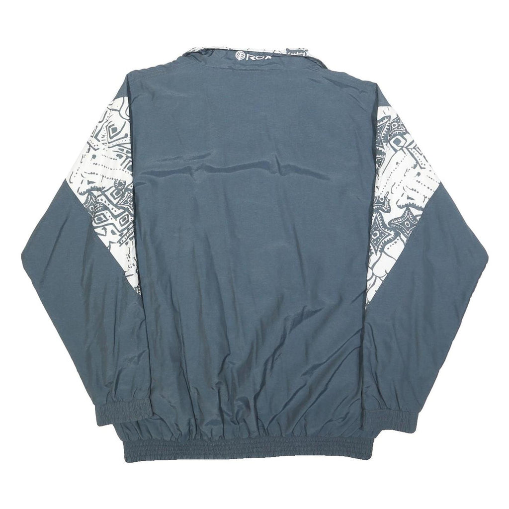 ROX SPORTSWEAR Mens Blue & White Zip Jacket L Nylon Patterned Sports Casual