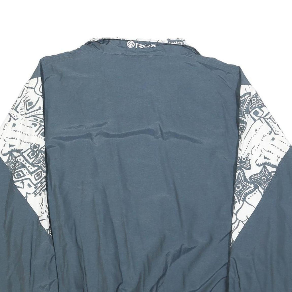 ROX SPORTSWEAR Mens Blue & White Zip Jacket L Nylon Patterned Sports Casual