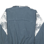 ROX SPORTSWEAR Mens Blue & White Zip Jacket L Nylon Patterned Sports Casual