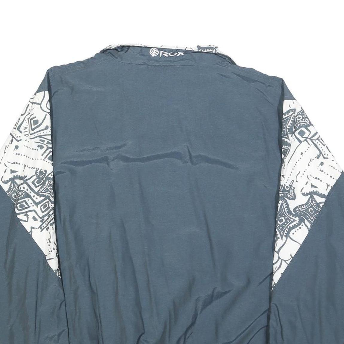 ROX SPORTSWEAR Mens Blue & White Zip Jacket L Nylon Patterned Sports Casual