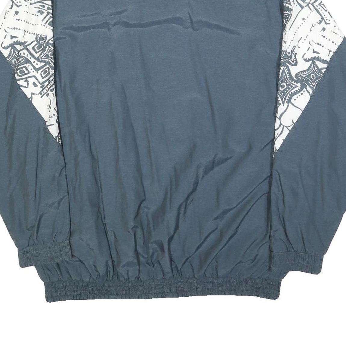 ROX SPORTSWEAR Mens Blue & White Zip Jacket L Nylon Patterned Sports Casual