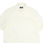 BOSS HUGO BOSS Mens White Plain Cotton Shirt M Short Sleeve Button Down