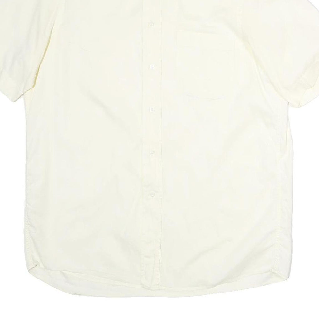 BOSS HUGO BOSS Mens White Plain Cotton Shirt M Short Sleeve Button Down