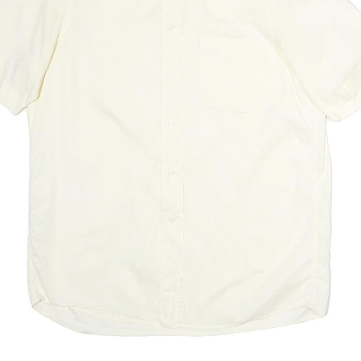 BOSS HUGO BOSS Mens White Plain Cotton Shirt M Short Sleeve Button Down