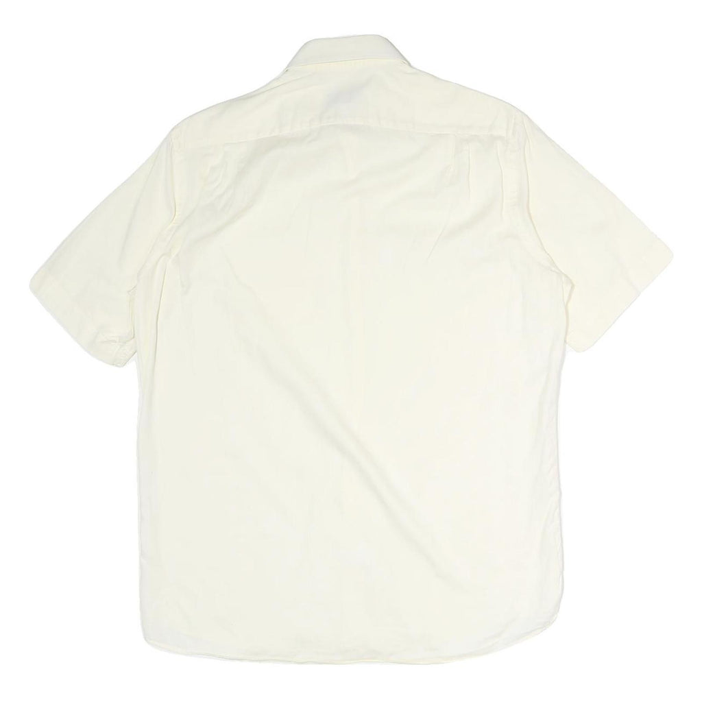 BOSS HUGO BOSS Mens White Plain Cotton Shirt M Short Sleeve Button Down