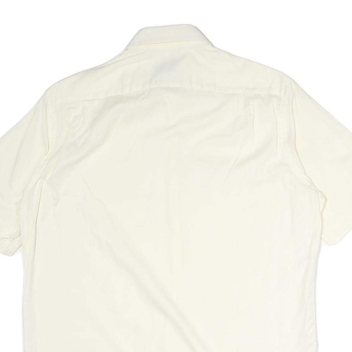 BOSS HUGO BOSS Mens White Plain Cotton Shirt M Short Sleeve Button Down