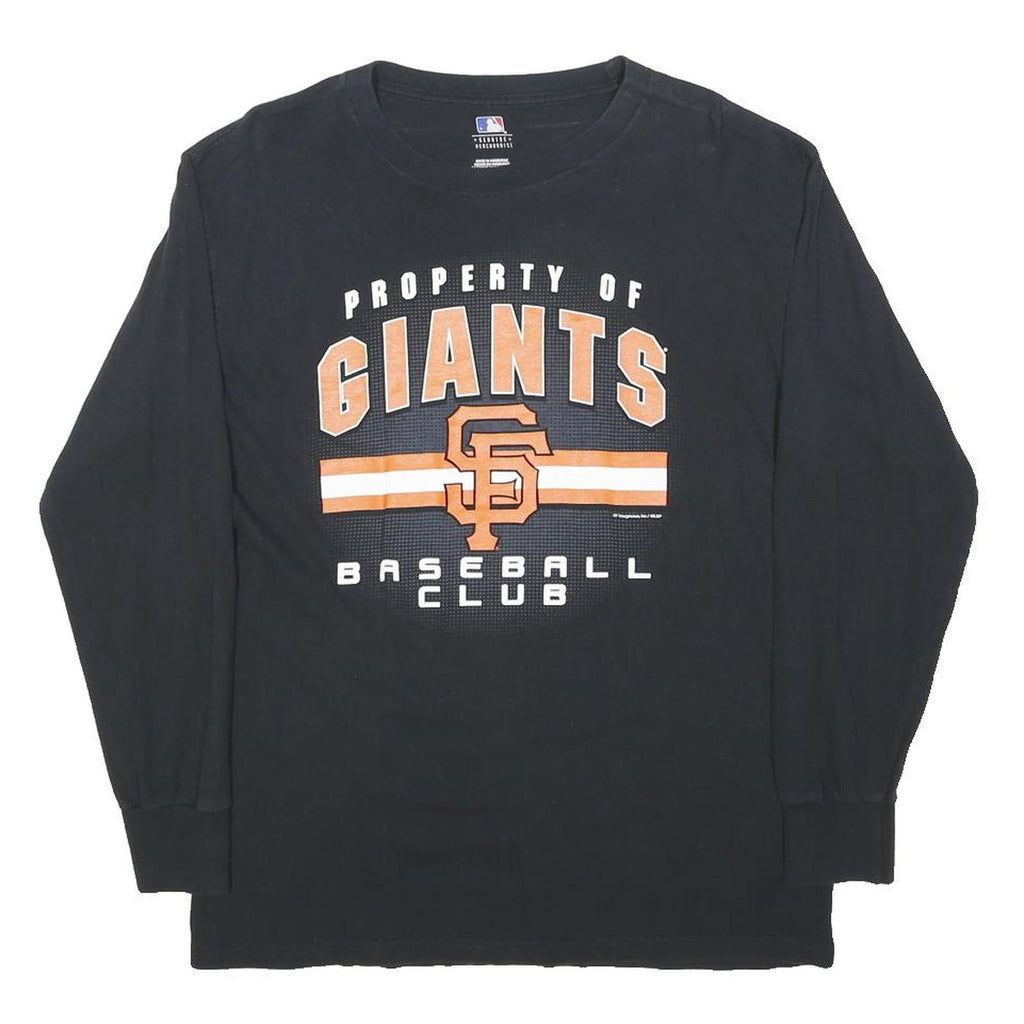 MLB Mens Black Giants Graphic T-Shirt M Long Sleeve Crew Neck Cotton Baseball