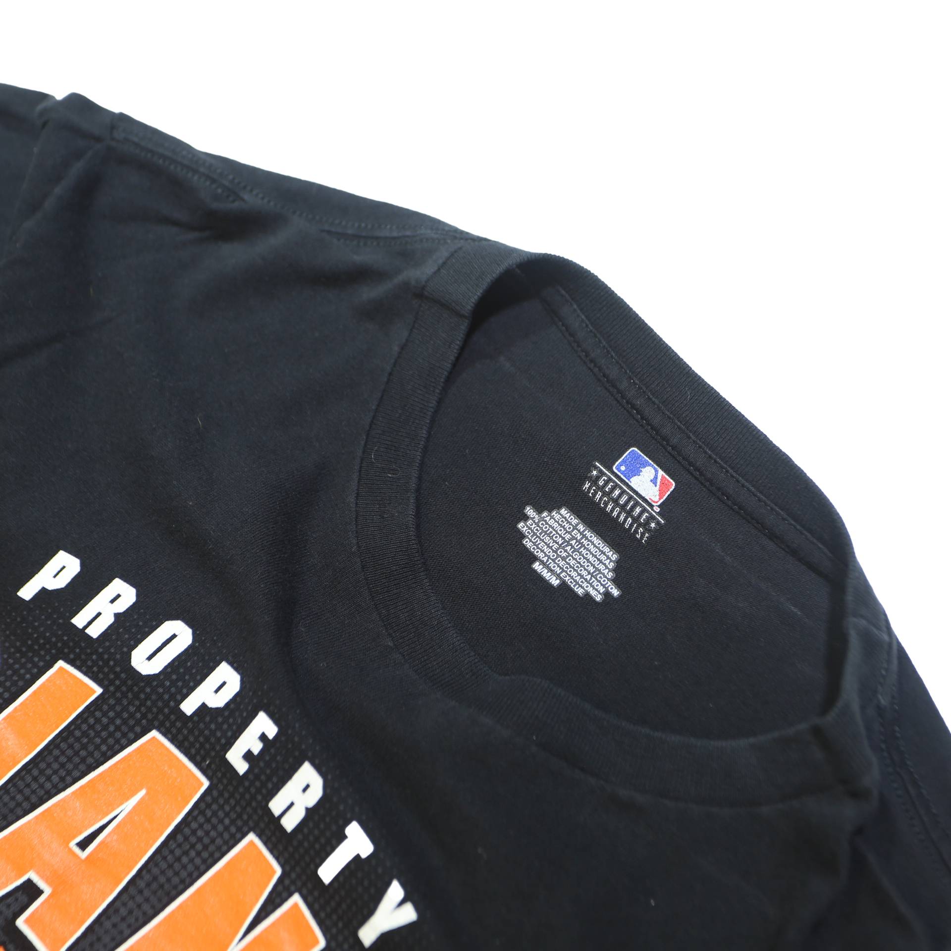 MLB Mens Black Giants Graphic T-Shirt M Long Sleeve Crew Neck Cotton Baseball