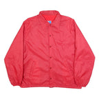CHAMPION Mens Red Button Synthetic Jacket L Plain Lightweight Retro Track Team