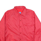 CHAMPION Mens Red Button Synthetic Jacket L Plain Lightweight Retro Track Team