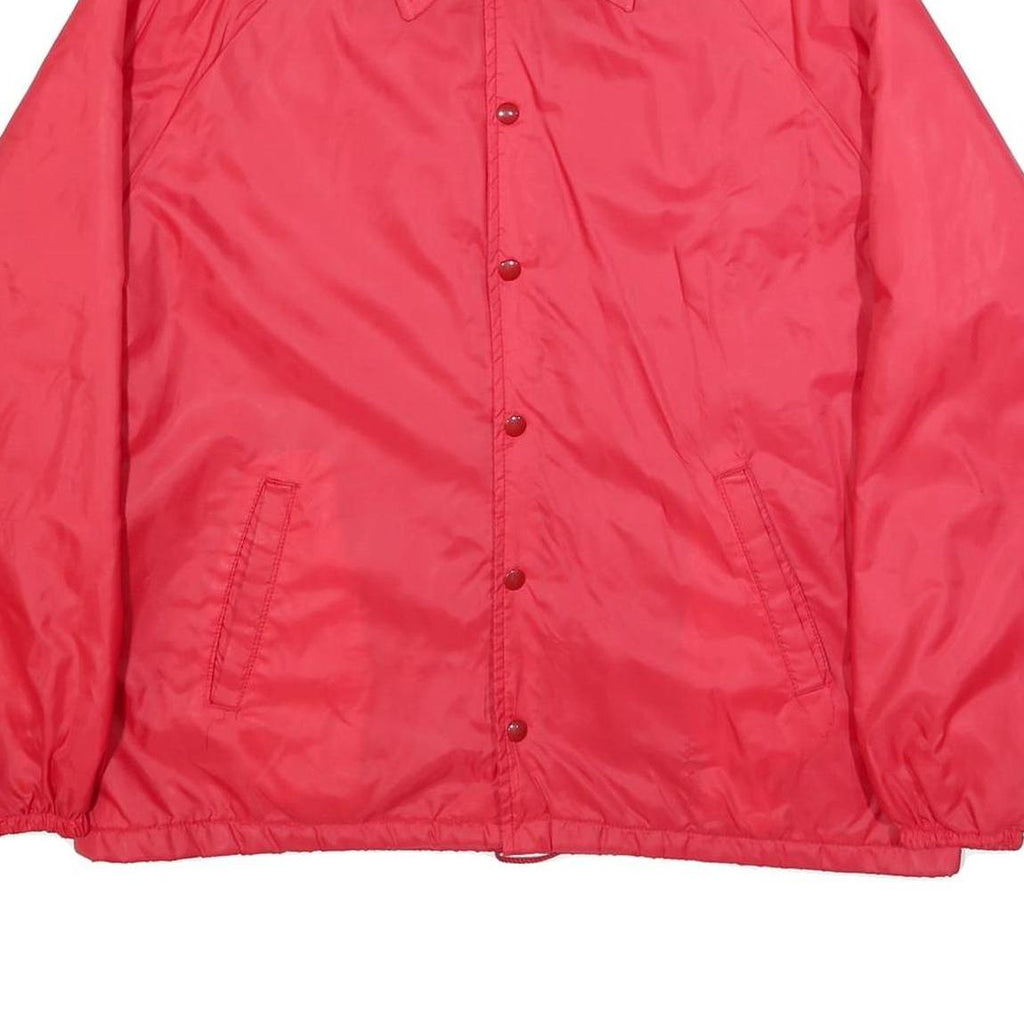 CHAMPION Mens Red Button Synthetic Jacket L Plain Lightweight Retro Track Team