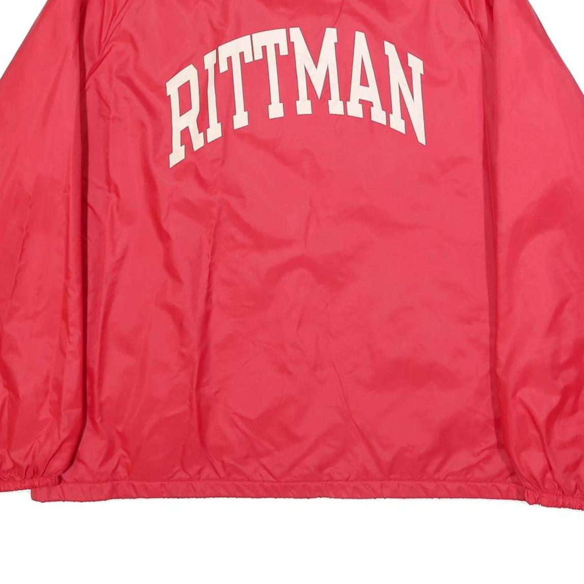 CHAMPION Mens Red Button Synthetic Jacket L Plain Lightweight Retro Track Team