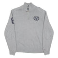 TOMMY HILFIGER Mens Grey Cotton Blend Patterned Half Zip Crew Neck Chunky Knit