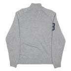 TOMMY HILFIGER Mens Grey Cotton Blend Patterned Half Zip Crew Neck Chunky Knit