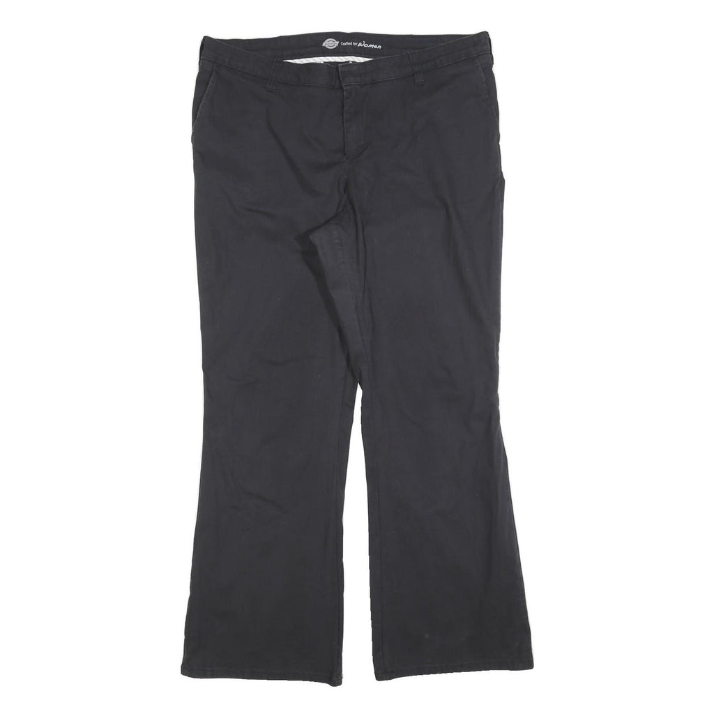 DICKIES Womens Cotton Blend Black Slim Straight Trousers W36 L32 Comfortable Fit