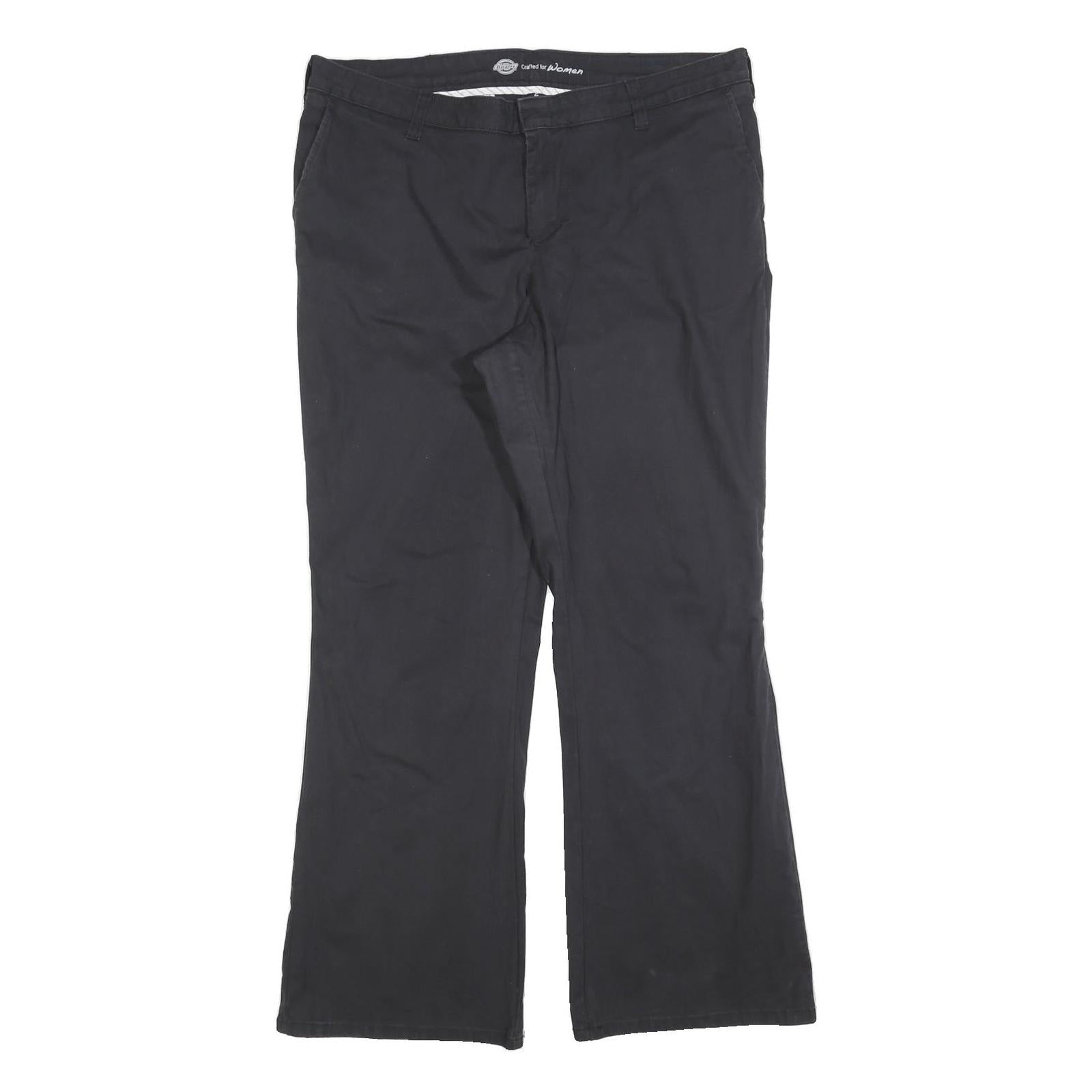 DICKIES Womens Cotton Blend Black Slim Straight Trousers W36 L32 Comfortable Fit