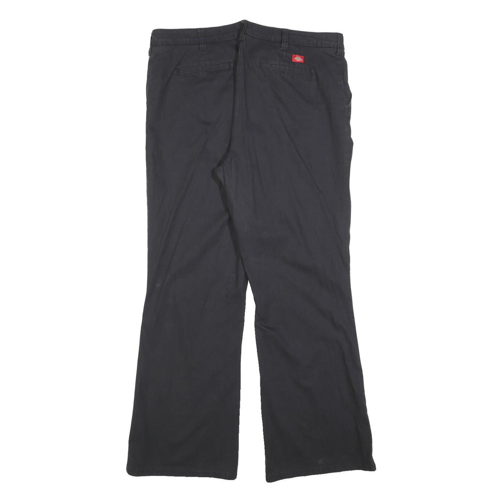 DICKIES Womens Cotton Blend Black Slim Straight Trousers W36 L32 Comfortable Fit