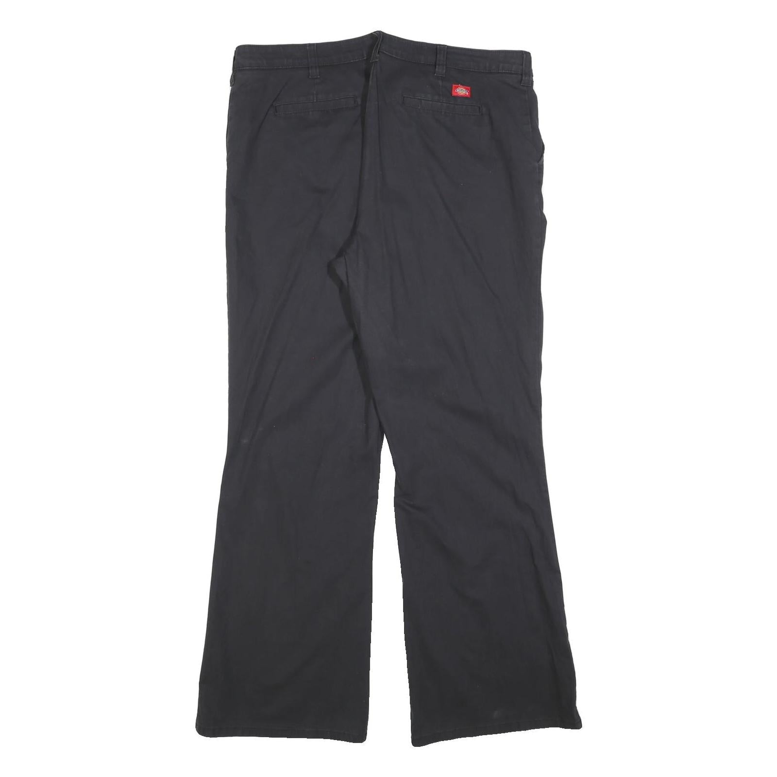 DICKIES Womens Cotton Blend Black Slim Straight Trousers W36 L32 Comfortable Fit