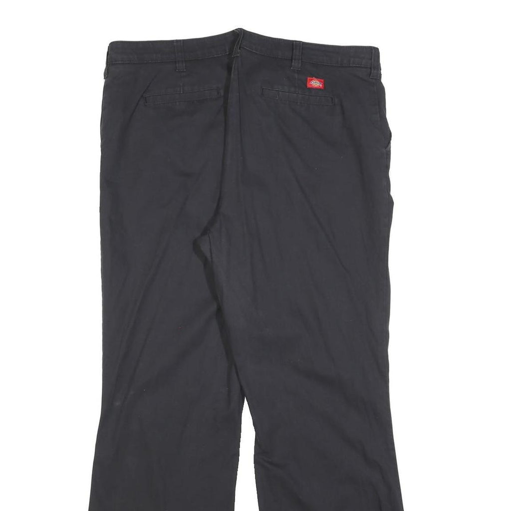 DICKIES Womens Cotton Blend Black Slim Straight Trousers W36 L32 Comfortable Fit