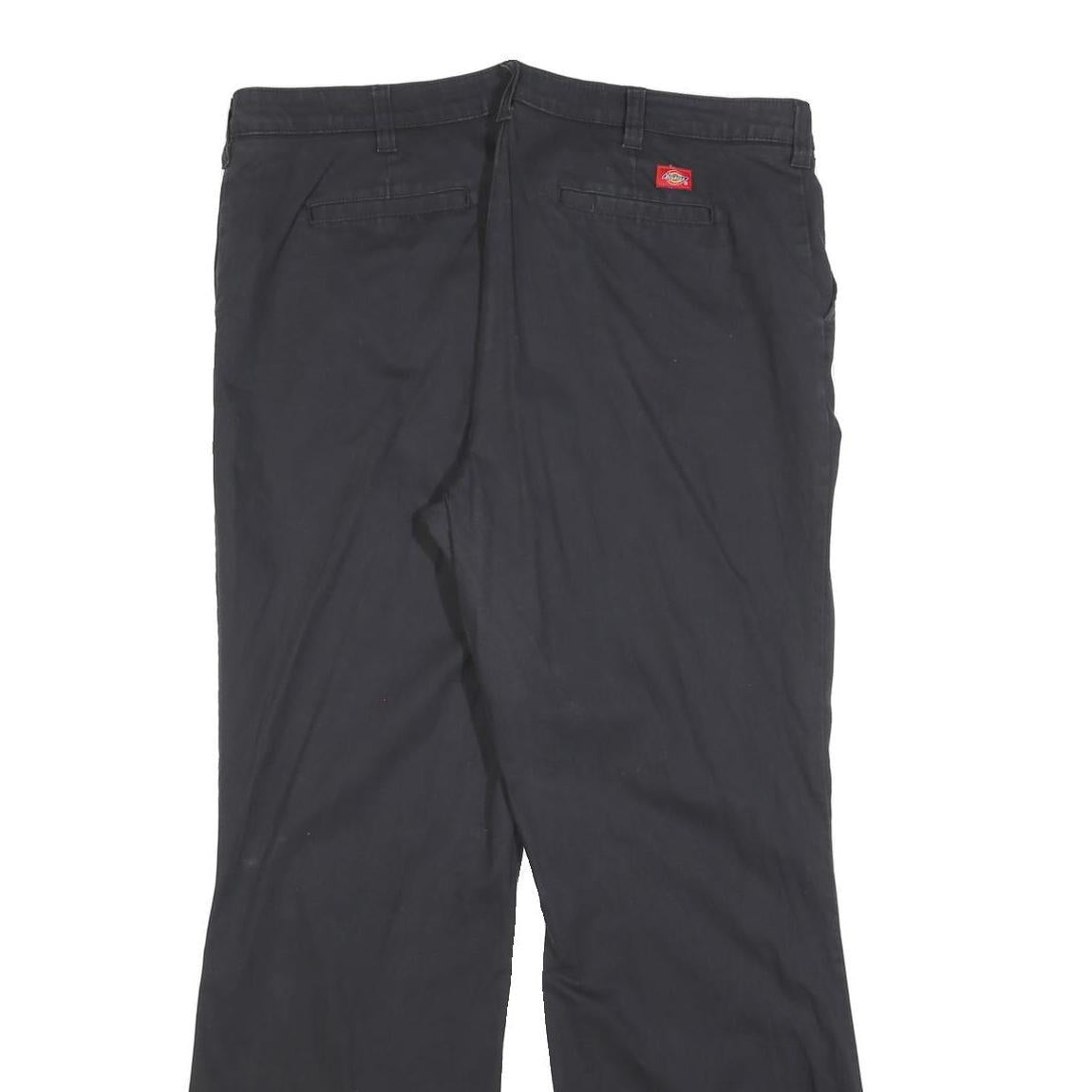 DICKIES Womens Cotton Blend Black Slim Straight Trousers W36 L32 Comfortable Fit