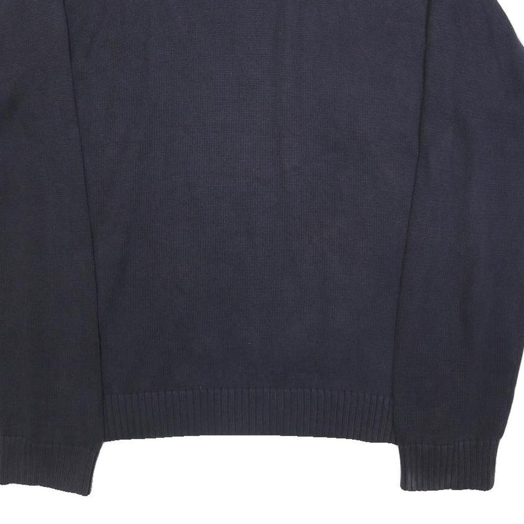 TOMMY HILFIGER Mens Blue Plain Jumper Crew Neck Basic Knit L Cotton Casual