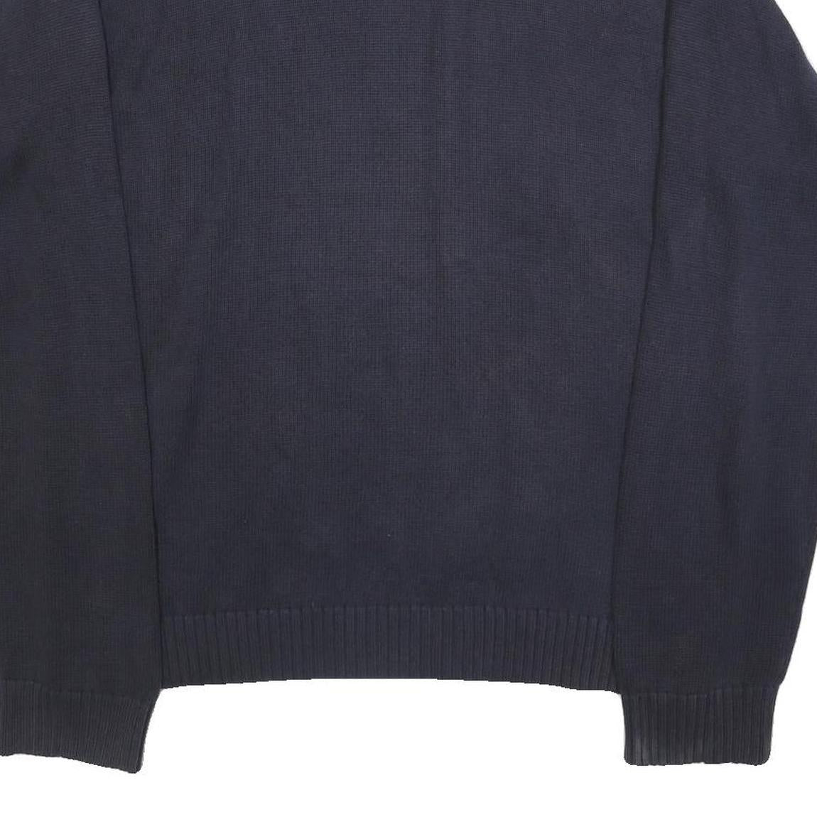 TOMMY HILFIGER Mens Blue Plain Jumper Crew Neck Basic Knit L Cotton Casual