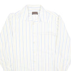 HARWYN Mens White & Light Blue Striped Cotton Blend Shirt M Casual Classic