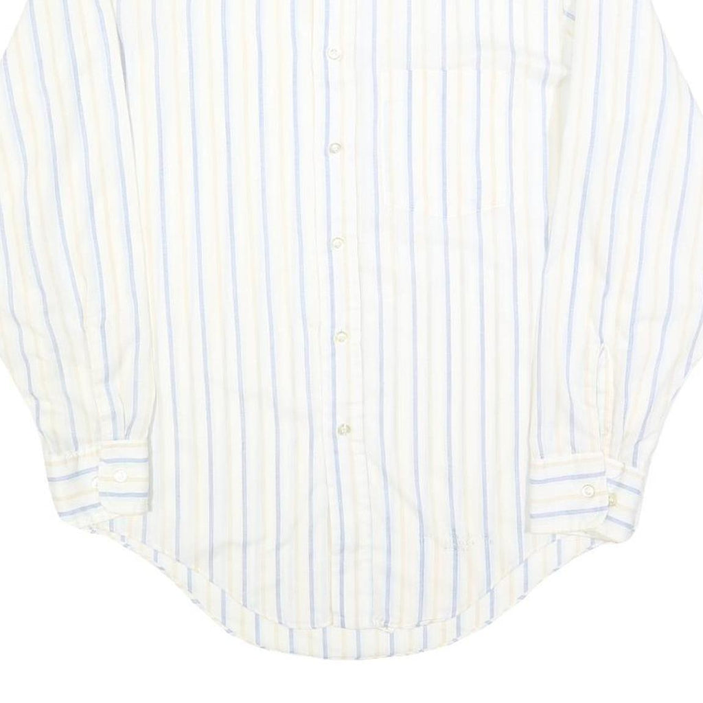 HARWYN Mens White & Light Blue Striped Cotton Blend Shirt M Casual Classic
