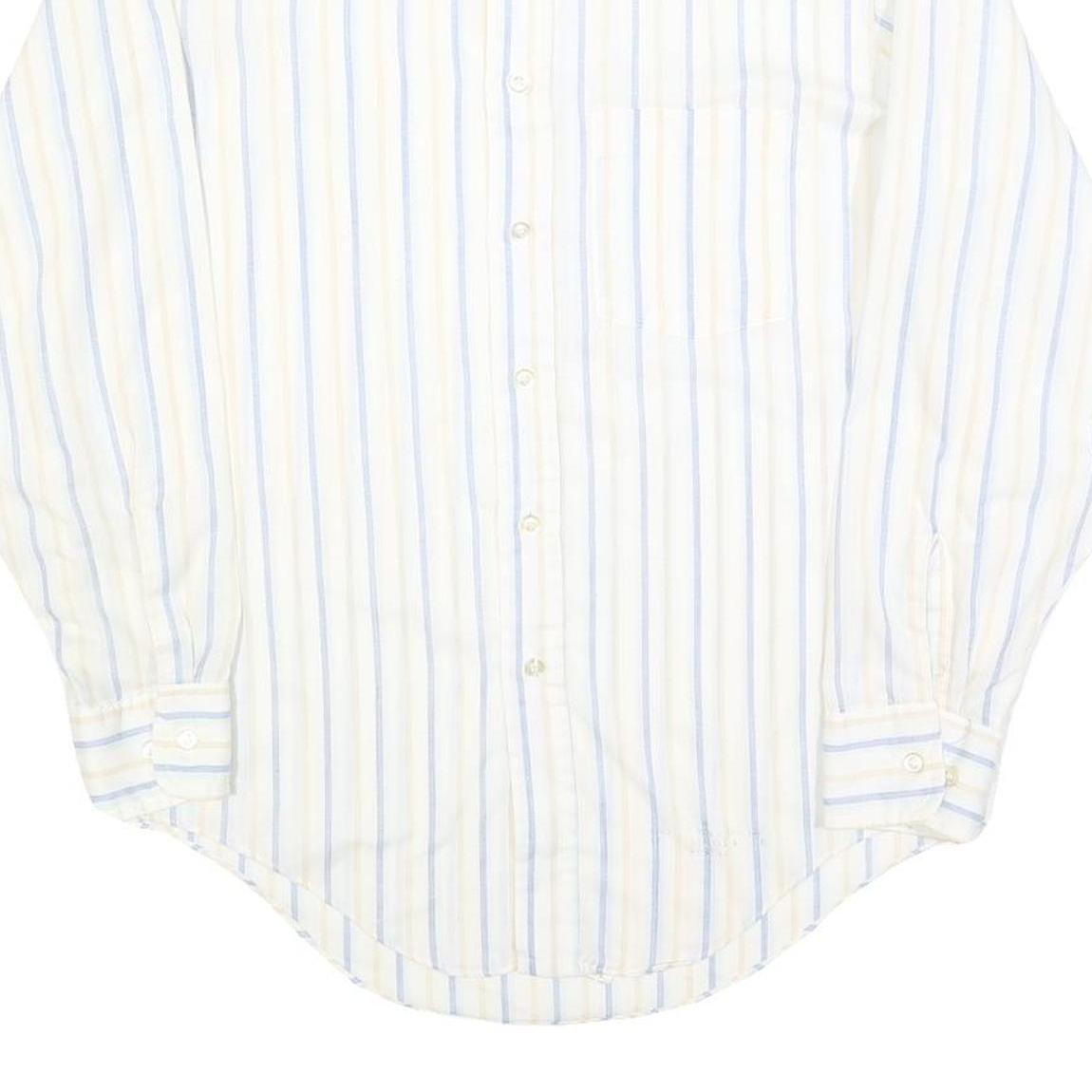 HARWYN Mens White & Light Blue Striped Cotton Blend Shirt M Casual Classic