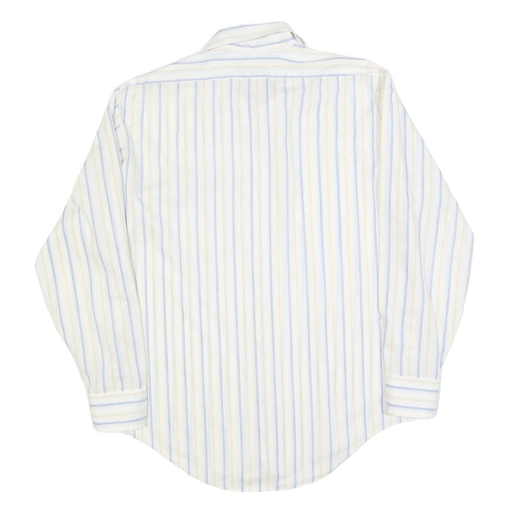 HARWYN Mens White & Light Blue Striped Cotton Blend Shirt M Casual Classic