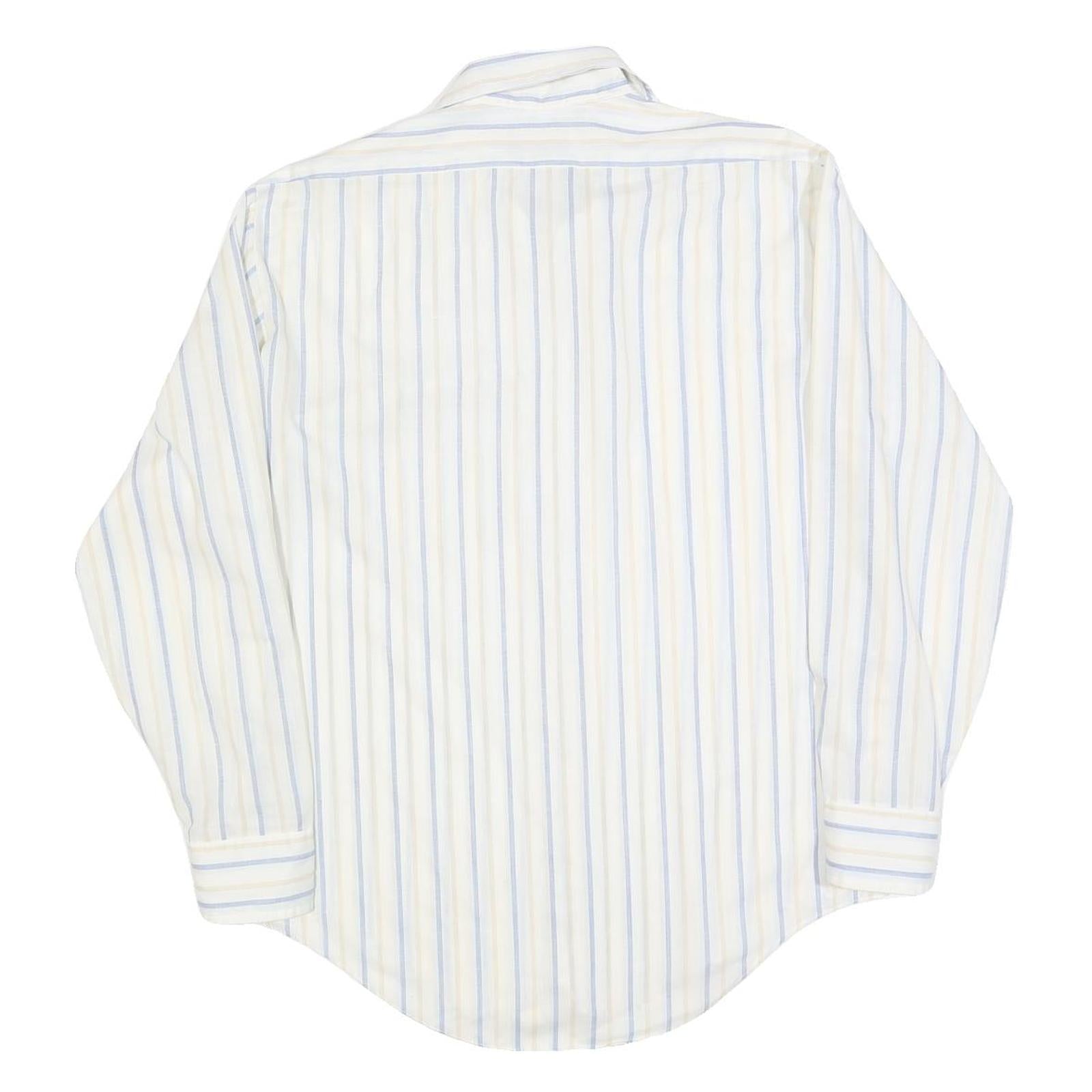 HARWYN Mens White & Light Blue Striped Cotton Blend Shirt M Casual Classic