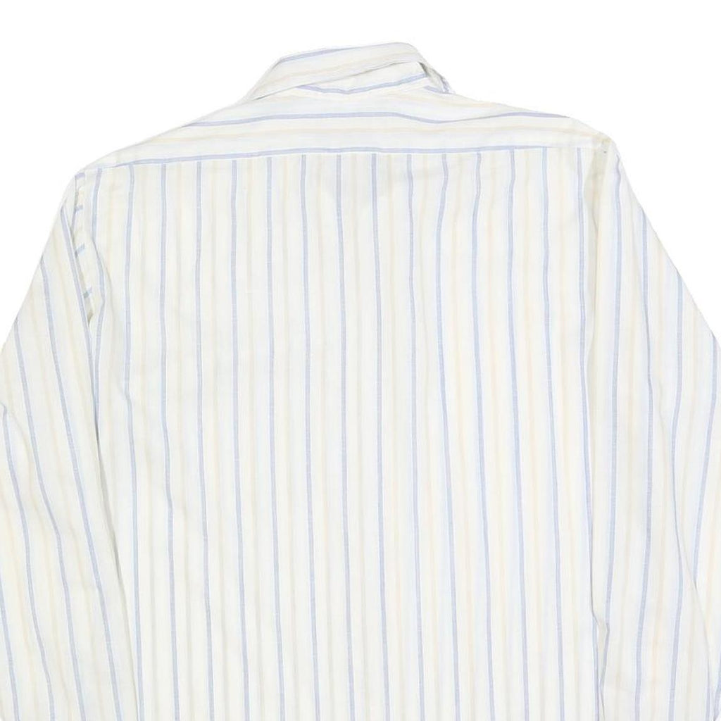 HARWYN Mens White & Light Blue Striped Cotton Blend Shirt M Casual Classic
