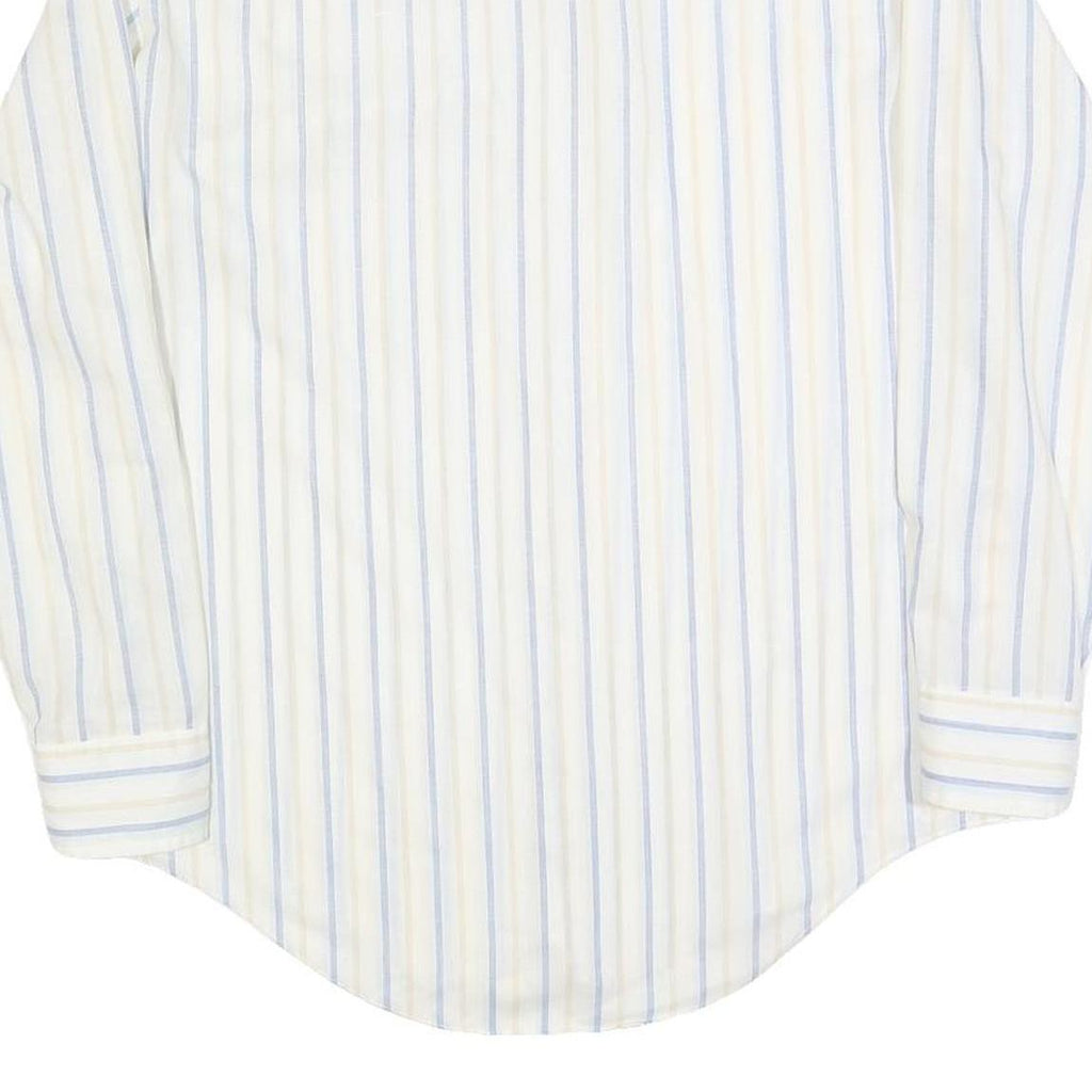 HARWYN Mens White & Light Blue Striped Cotton Blend Shirt M Casual Classic