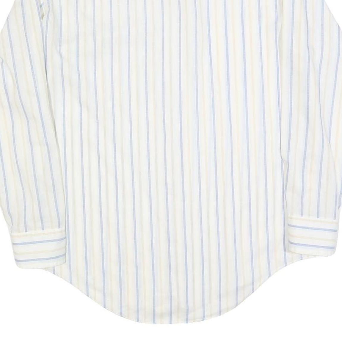 HARWYN Mens White & Light Blue Striped Cotton Blend Shirt M Casual Classic