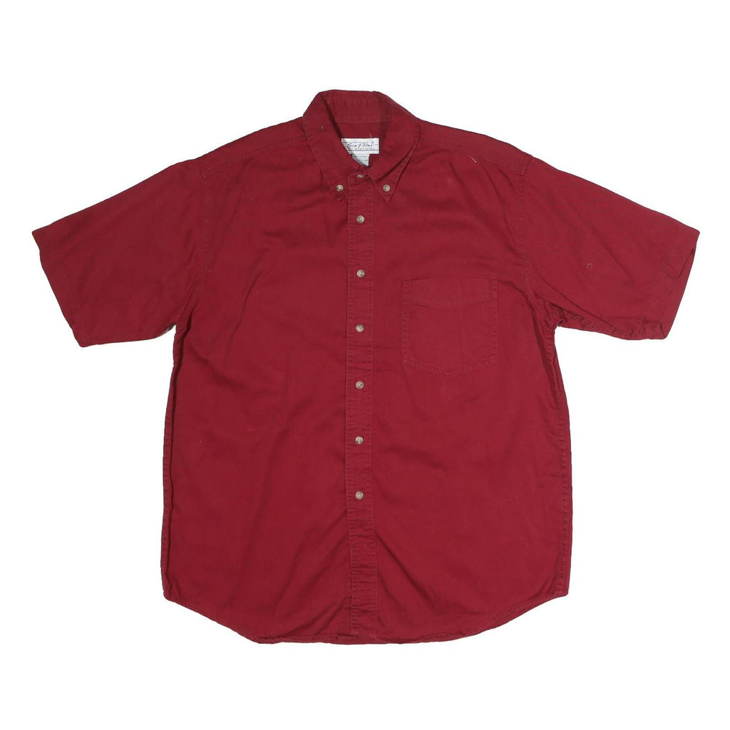 SEA PALMS Mens Red Casual Cotton Shirt M Button Down Pocket Short Sleeve