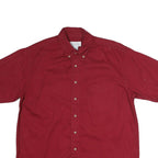 SEA PALMS Mens Red Casual Cotton Shirt M Button Down Pocket Short Sleeve